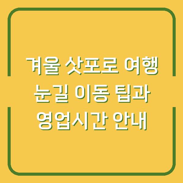 겨울 삿포로 여행 눈길 이동 팁과 영업시간 안내