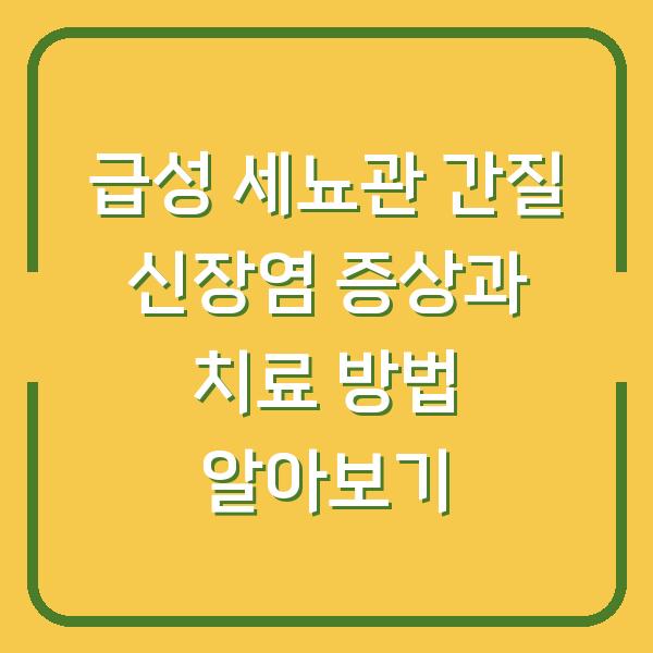 급성 세뇨관 간질 신장염 증상과 치료 방법 알아보기