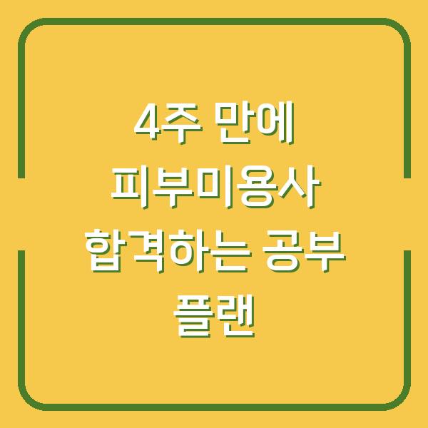 4주 만에 피부미용사 합격하는 공부 플랜