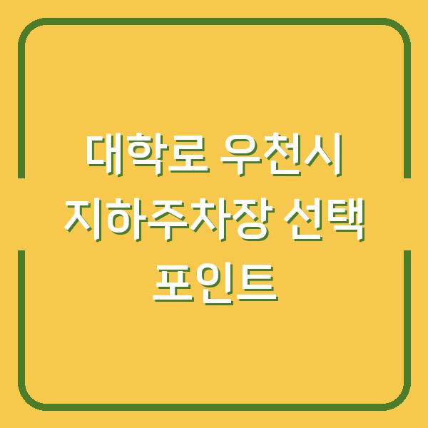 대학로 우천시 지하주차장 선택 포인트