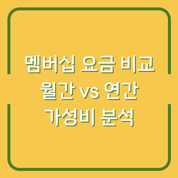 멤버십 요금 비교 월간 vs 연간 가성비 분석