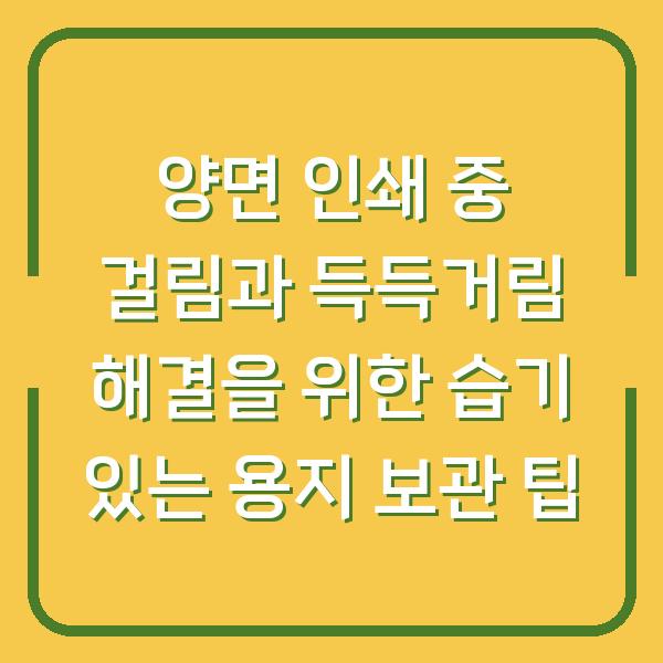 양면 인쇄 중 걸림과 득득거림 해결을 위한 습기 있는 용지 보관 팁