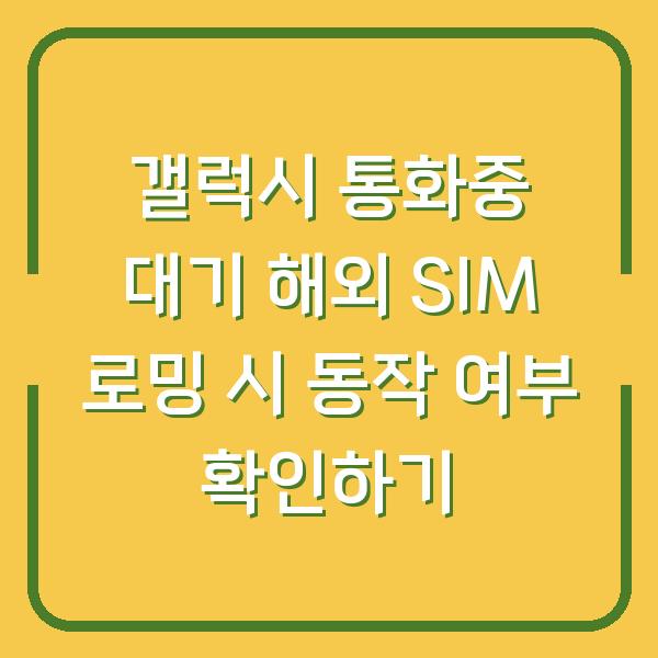 갤럭시 통화중 대기 해외 SIM 로밍 시 동작 여부 확인하기