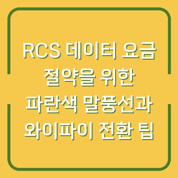 RCS 데이터 요금 절약을 위한 파란색 말풍선과 와이파이 전환 팁