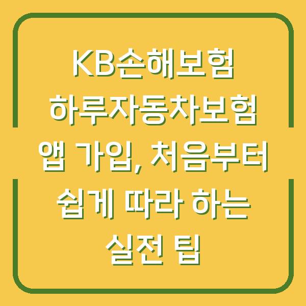 KB손해보험 하루자동차보험 앱 가입, 처음부터 쉽게 따라 하는 실전 팁