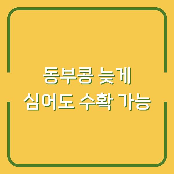 동부콩 심는시기 놓쳤다면? 지금부터 따라 해도 되는 재배 방법과 수확시기