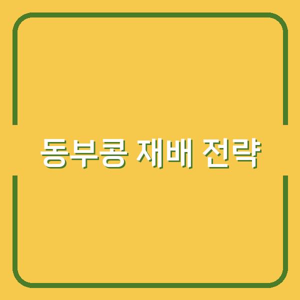 동부콩 심기 적기와 생생한 성공 비법, 수확량 늘리는 핵심 전략