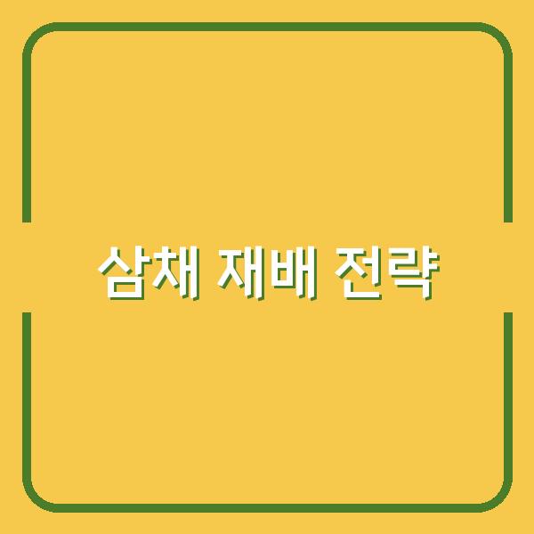 삼채 심는 시기부터 재배법까지, 수확률을 높이는 실전 전략 공개