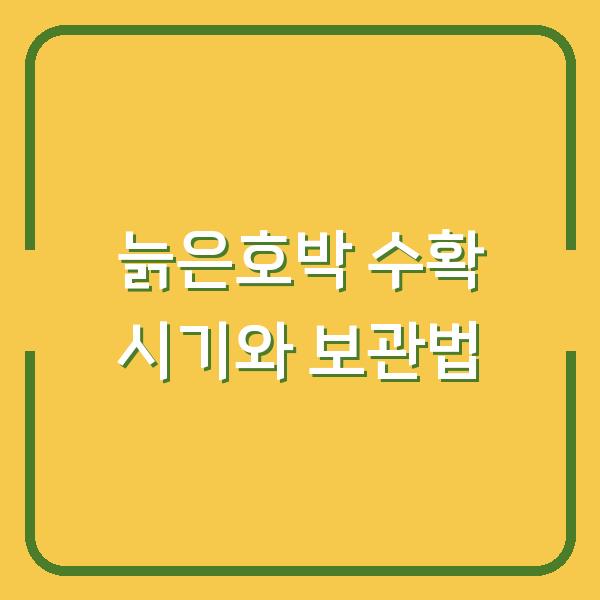 늙은호박, 수확 시기 놓치면 망칩니다 – 보관법과 수확 방법까지