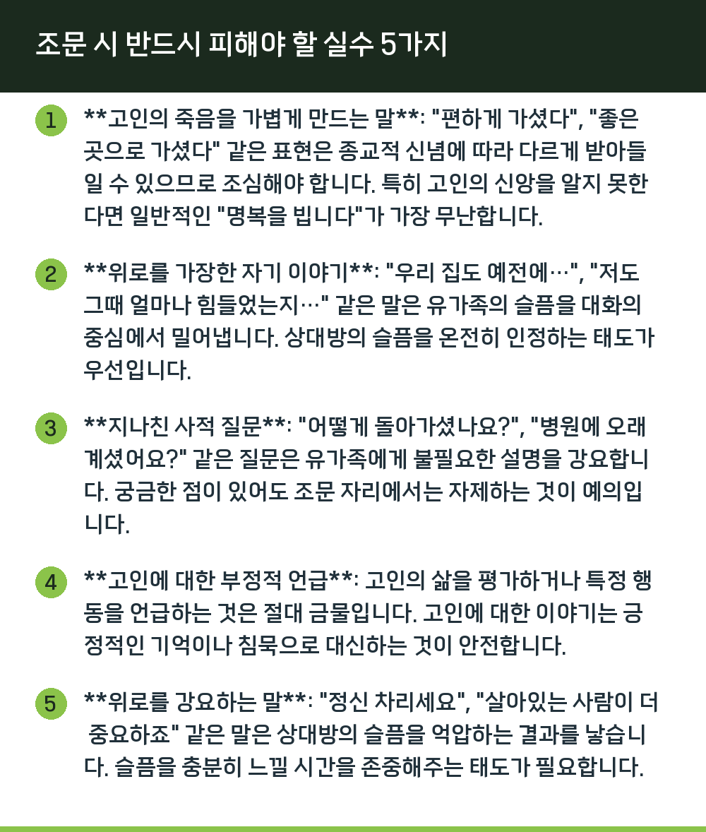 조문 시 반드시 피해야 할 실수 5가지