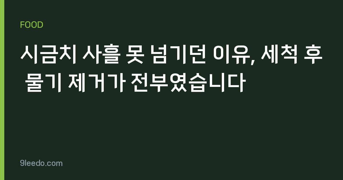 시금치 사흘 못 넘기던 이유, 세척 후 물기 제거가 전부였습니다